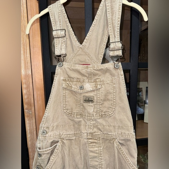 Vintage 2000 Old Navy Overalls corduroy khaki beige long adjustable y2k utility - Picture 5 of 9
